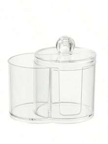 Connected Sparkling Diamond Storage Box, Desktop Makeup Organizer With Two Round Compartments For Brushes-Cosmetics Storage Box-Dual-Compartment Design-Modern Vanity Storage Box With Lid, Ideal For Storing Makeup Brushes And Beauty Tools - Multicolor - View 11