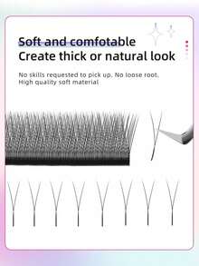 12 Rows Black Y-Shaped Pre-Fanned Y-Type Eyelash Extensions, Mini Fluffy Flower Style, C Curl, 0.07/0.10mm Thickness Holiday Lashes - View 6
