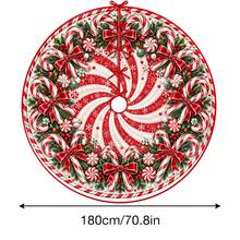 1件紅白色糖果旋渦圖案聖誕樹裙，優雅節日裝飾，5種尺寸，中性節日禮物，適用於居家與派對聖誕家居裝飾 - 紅白糖果旋渦 - 查看 11
