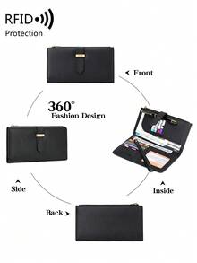 FOREVER MIYIN Ultra Slim Women Wallet RFID Blocking Credit Card Holder, Bifold Long Ladies Billfold, Large Capacity Pen Slot, Wrist Strap & ID Window, Holds Phone - Multicolor - View 4