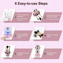 Electric Makeup Brush Cleaner, 7000RPM 360° Rotating Brush Cleaning Tool, Dual Automatic & Handheld Cleaning Modes, UVC Blue Light, Type-C Powered, All-In-One Cleaning, Drying & Storage, Suitable For Beauty Enthusiasts To Use On Home Vanity - Multicolor - View 9