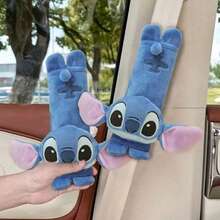 Stitch Plush Car Headrest Pillow And Seat Belt Cover, Soft Fluffy Auto Neck Cushion, Cute Car Interior Accessories - Multicolor - View 10