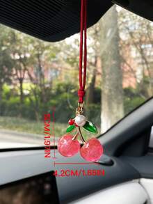 Glitter Cherry Car Hanging Ornament Creative Car Rearview Mirror Decoration Cute Car Interior Accessory Holiday Gift - A - View 10