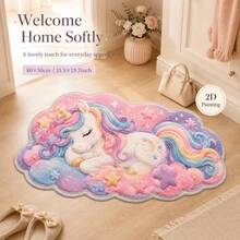 1pc, Washable Non-Slip Unicorn Rainbow Shaped Velvet Rug, Non-Slip Bottom With Soft Touch Surface, Suitable For Bedside Mat, Entrance Mat, Living Room, Bedroom, Bathroom, Kitchen, Machine Washable, Durable And Easy To Clean, Modern Home Decor, Bedroom Bathroom Decor Rug, Christmas Decoration, Housewarming Gift, Christmas Gift, Moving Gift And Other Occasions, Rugs, Carpet, Christmas Rug, Christmas Gift/Decor, Rugs Living Room, Bedroom Rug, Rug For Bedroom, Carpet For Bedroom, Washable Rug, - Multicolor - View 6