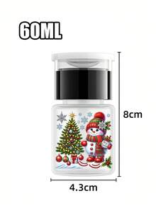 聖誕雪人與聖誕樹圖案透明PET可重複填充旅行瓶，冬季聖誕主題卸妝液分裝瓶，附便攜泵頭，適用於指甲油卸除液、化妝水與卸妝液，圓頂設計，可重複使用，卸妝瓶，旅行必需品，聖誕禮物 - 彩色 - 查看 14