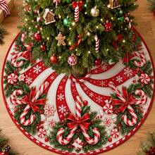 1pc Spiral Candy Cane Pattern Christmas Tree Skirt, Elegant Color Holiday Decor, 5 Sizes, Unisex Holiday Gift, Suitable For Home And Party Christmas Home Decoration - Candy Cane - View 7
