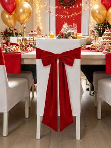 1pc/2pcs/4pcs Large Bow Chair Back Decor Ribbon, Elastic Stretchable Chair Back Ribbon, Wedding Banquet Restaurant Chair Bow Decoration, Christmas Holiday Party Home Kitchen Dining Room Chair Decor Accessories - Multicolor - View 4