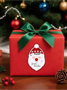 Personalized Christmas Gift Tag Stickers, Custom Name To/From Labels, Santa Claus Xmas Stickers For Gift Wrapping, Self-Adhesive Holiday Present Tags For Gift Boxes, Bags, Envelopes, Party Favors & Christmas Gifts - Multicolor - View 5