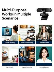 Lenovo 1080P HD Computer Webcam With Microphone, Plug And Play, Driver-Free, For Live Streaming, Video Conferencing, Online Classes, And Video Calls WL22A - View 9