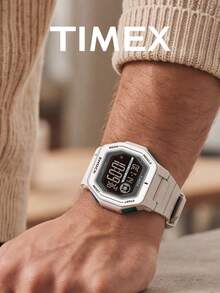CITIZEN Men's TIMEX Digital Sports Watch Off-White Resin Strap Square Display Shock Resistant 100M Water Resistant Chronograph Alarm Outdoor Watch - White - View 2
