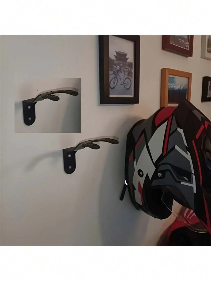 Durable Wall-Mounted Helmet And Key Rack - Space-Saving Polished End, Tool Storage Accessory | Stylish Modern Hook | Durable Plastic Hook, Motorcycle Helmet Display Rack Hook | Helmet Rack, Suitable For Jackets, Coats And Hats