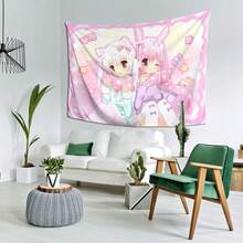 White Rabbit Ear Girl Theme Tapestry, Suitable For Holidays, Gifts And Year-Round Room Decor, Anime Style Wall Hanging, Suitable For Bedroom And Living Room, Multiple Sizes Available, Includes Installation Kit - Multicolor - View 5