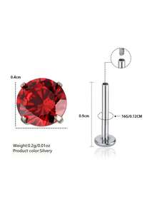 VceTd 1PC Fashion Elegant Dopamine Color Round Cubic Zirconia Inlaid Stainless Steel Women's Stud Earrings Suitable For Daily Wear, Vacation, Fashion Street Style Or Gift - Silver - View 16