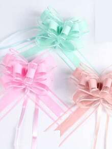 1 Pack 10pcs Snow Gauze Bow Ribbon Tassel Gift Wrapping Ribbon Colorful Ribbon Handmade Tassel Festival Party Wedding Marriage Wedding Car - Lotus Root Powder Pink - View 2
