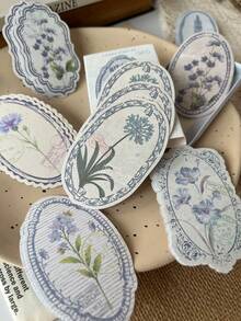 30pcs Small Fresh Floral Irregular Border Stickers Box, Artistic Versatile Scene Making DIY Journal Background Decor Stickers, Scrapbooking Supplies, School & Office Stationery - Rectangle - View 10