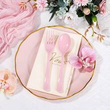 5pcs Pink Salad Utensils, Simple Easy To Clean Reusable, Elegant Durable Tableware, Suitable For Kitchen, Restaurant, Wedding, Birthday, Kitchen, Restaurant, Cafe, Holiday Party, - View 4