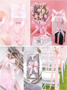 [Romantic Wedding Season]5 Rolls Pink Polyester Ribbon (1 Roll 22m), Suitable For Gift Boxes, Floral Decoration Ribbons, Balloon Ribbons, Gift Wrapping Ribbons, Handicrafts, Suitable For Gift Wrapping, Holiday Gift Exchange, Weddings, Celebrations, Festivals, Flower Shops, Valentine's Day Gift Wrapping, Gift Box Packaging. 1cm High Quality Wide Pink Wedding Bow Ribbon, Suitable For Young Girls, Double-Sided Shiny Satin - Pink - View 11