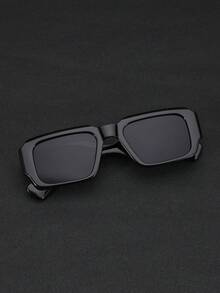 1 Pair Men's Beige Rivet Square Minimalist Fashion Glasses, Suitable For Daily Driving, Stage Performance, Party Gathering, Retro Square Decorative Glasses, Thick Black Frame Rivet Detail Fashion Costume Glasses For Daily Street Party Wear - Multicolor - View 4