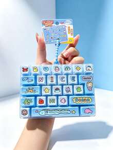 Cute 26 Grids Stress Relief Simulation Keyboard Keychain Animal Diary Desktop Decoration Student Bag Ornament Toy Creative Gift - Multicolor - View 8