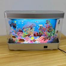 Aquarium Night Light ,With Moving Fish, LED Dynamic Aquarium Lamp, USB Powered Fish Tank Light, Desktop Decoration Lights For Living Room, Bedroom, Office, Realistic Underwater Ambiance, Button-Controlled Lighting Effects, Home, Office Decor Light - Multicolor - View 6
