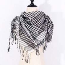 1pc Printed Alpha-T Headscarf With Bead Knot, Arabic Headscarf, Dubai Desert Handkerchief Scarf - Multicolor - View 6