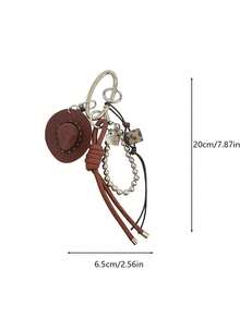 Yogodlns Lucky Cowboy Hat Keychain Pendant, Handmade Braided Rope & Faux Leather Charm, Car Key Bag Accessory, Decorative Design Key Ring - Multicolor - View 9