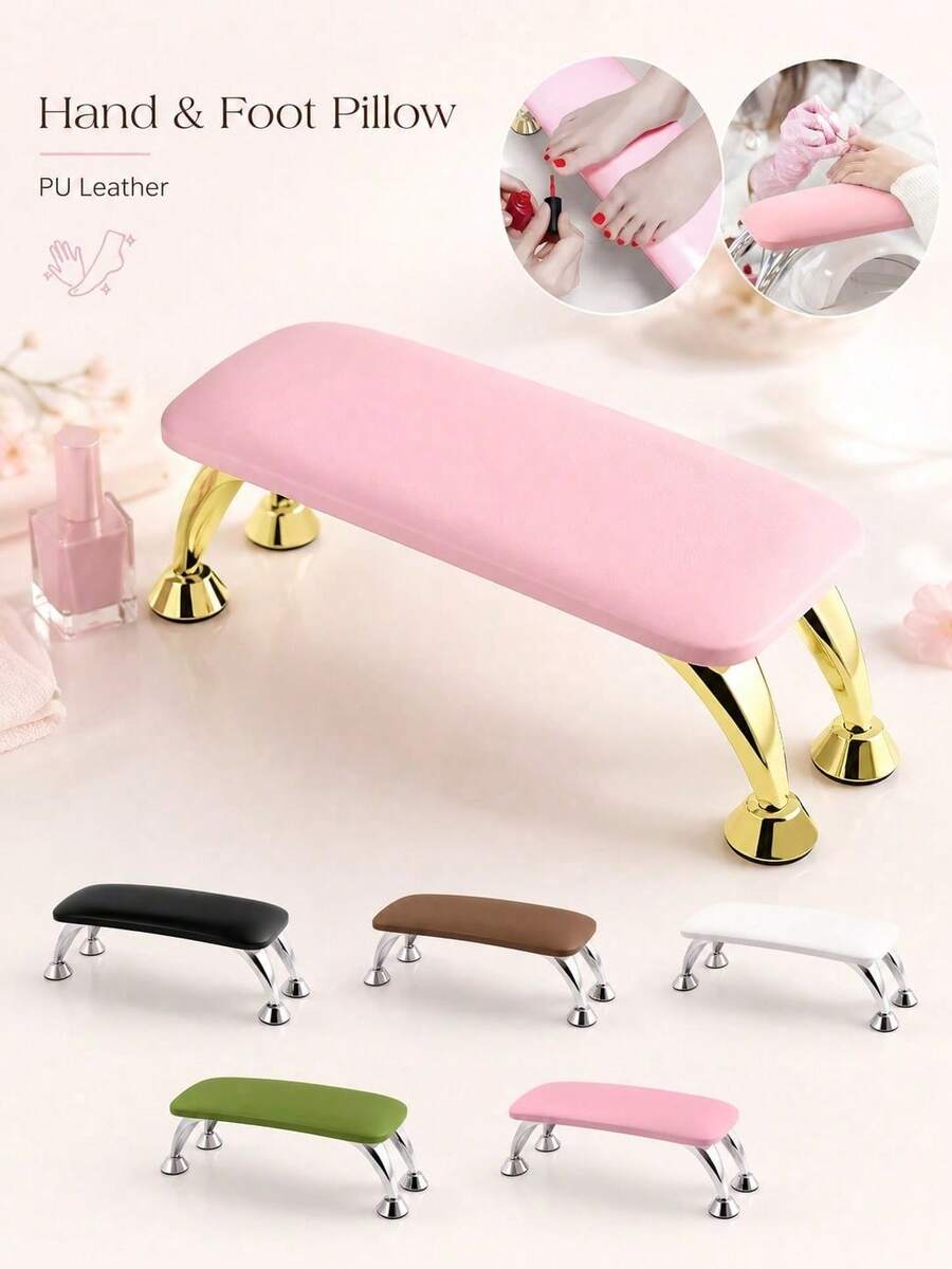 1pc U-Shaped Adjustable Nail Arm Rest, White PU Leather Manicure Hand Support, Height And Angle Adjustable, Non-Slip Base, Easy To Clean Portable Nail Artist Supplies, Suitable For Gel Polish, Acrylic Nails, Nail Extensions And Salon Workstations - Multicolor - View 1