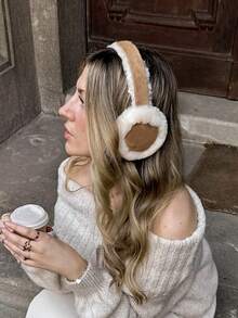 1Pc Fashion Spliced Suede‑Fur Earmuffs, Foldable Thick Warm Winter Earmuffs With Thermal Lining, Suitable For Cycling, Keep Ears Warm Against Cold - A - View 3