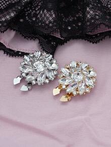 1/2/4pcs 26mm Crystal Rhinestone Buttons Decor, Detachable Button Covers, Suitable For Clothing, Dresses, Shirts, Suits Accessories, With Clip Press, Lead Color - Multicolor - View 4