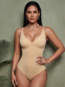 1 Peça Bodysuit Feminino Sem Costura com Controle de Barriga e Modelagem Corporal Micro Shape - cor - Visão 8