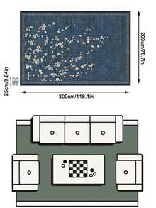 1PC Deep Blue & White Floral Vine Area Rug, New Chinese Vintage Style Faux Cashmere Rectangular Plum Blossom Pattern, Machine Washable Suitable For Living Room Bedroom Daily Home Decor, Aesthetic Home Decoration - Multicolor - View 13