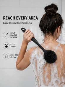 4pcs Bath Brush Set, Long Handle Back Brush, Soft Face And Body Brush, Scalp Massage Brush For Shower - Multicolor - View 2