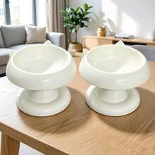 High-Leg Neck Protection Plastic Cat Bowl | Anti-Spill Large Diameter Slanted Design | Suitable For Kittens And Adult Cats | Easy To Clean, Prevents Chin Acne | Nordic Style Pet Food Bowl - 450ml - View 4