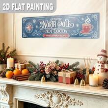 2D Flat, 1pc, Christmas Decoration Sign And Plaque, Authentic North Pole Hot Cocoa Metal Sign, North Pole Cocoa Sign Wall Decor, Rustic Farmhouse Art, Suitable For Kitchen, Home, Cafe, Fireplace Mantel (Random Style) - A - View 9