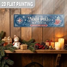 2D Flat, 1pc, Christmas Decoration Sign And Plaque, Authentic North Pole Hot Cocoa Metal Sign, North Pole Cocoa Sign Wall Decor, Rustic Farmhouse Art, Suitable For Kitchen, Home, Cafe, Fireplace Mantel (Random Style) - A - View 10
