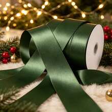 1PC 25 Yards Army Green Encrypted Polyester Satin Ribbon, 6 Sizes Available, Green Christmas Ribbon, Army Green Ribbon Suitable For Christmas Tree, Wreath, Hanging Decoration, Gift Wrapping, Garland, Holiday Crafts, Decorative Bows - Size 25 Army Green - View 6