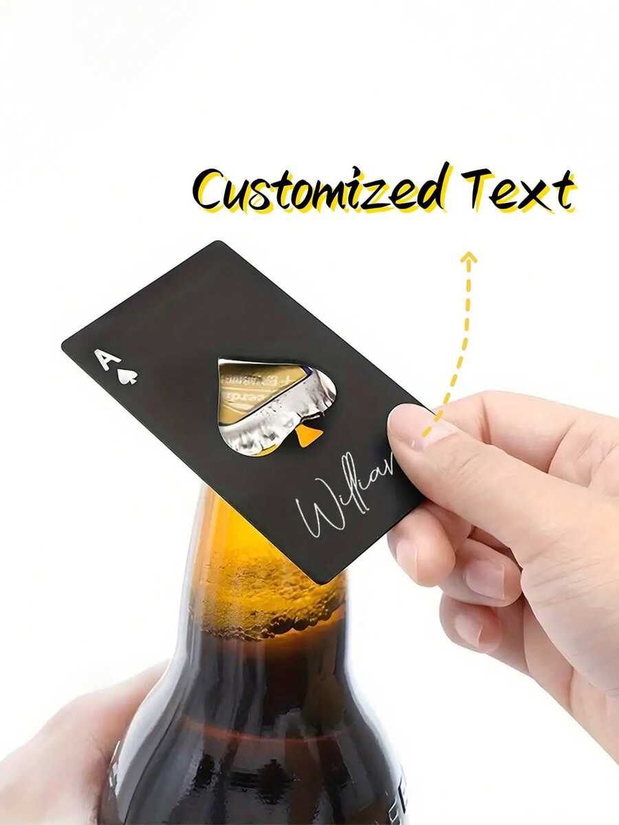 1/2/3/Pcs Personalized Stainless Steel Bottle Opener With Name/Information- Ace Design(Spade Symbol And Heart Jack Style)- Heavy-Duty Keychain-Style Keyring, Suitable For Men, Wedding Gift, Birthday Gift- Can Be Engraved With Name - Multicolor - View 1