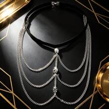 1pc Heavy Metal Thigh Chain, European And American Hot-Selling Style, Shiny Leg Decoration Chain For Evening Party And Stage - Silver - View 5
