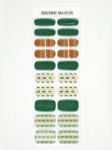 聖誕半固化凝膠美甲貼片 20片裝,長效沙龍級美甲貼,易貼易撕,需搭配UV燈使用 - 彩色 - 查看 5