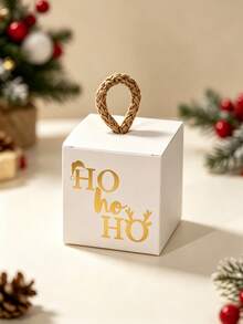 10Pcs Christmas Cube Gift Boxes With Rope Loop Handle, Red Green White And Kraft Paper Favor Boxes, Mini Holiday Gift Packaging For Cookies, Candy, Small Gifts, Christmas Tree Decorations, Party Favors, Easy To Assemble - Multicolor - View 6