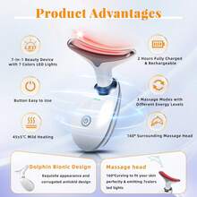 LUYAO 3 Colors Face Neck Massager Facial LED Beauty Instrument, Neck Device Beauty Gift, Neck And Face Skin Massager,600mAh - White - View 3