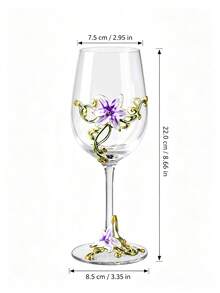 1pc/2pcs Floral Glass Cup, Decorative Cup, Hand-Painted Long Handle Glass Cup, Handmade Enamel Design, Transparent Glass, Exquisite Cup Handle, Suitable For Drinking Cabernet Sauvignon, Perfect Gift Choice - View 2