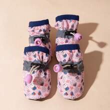 4pcs/Set Waterproof Pet Dog Shoes, Dolphin Shape, PVC Material With Anti-Slip Function, Waterproof Anti-Slip Soft Cushion Sole, Equipped With Adjustable Paw Protection Device, Suitable For Puppies, Small Dogs, Medium Dogs, Ideal For Outdoor Walking, Hiking, Wading On Wet Surfaces. - Multicolor - View 11
