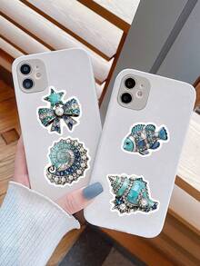 54 Pcs Printed Ocean Jewel Stickers Pack, Sea Creature Rhinestone Gems Pattern Vinyl Waterproof Decals, Seashell Starfish Mermaid Turtle Stickers For Journal Water Bottle Phone Case Laptop, Coastal Beach Decor Sticker Pack For Teens Girls Women - Ocean Jewelry - View 7