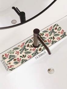 1pc Sink Faucet Absorbent Mat, Christmas Decoration Pattern, Drainage Mat, Suitable For Kitchen, Bathroom Sink, Countertop, Drainage Mat, Diatomaceous Earth Material, Trimmable, Quick-Dry Mat - Multicolor - View 13