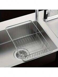1 Pc Premium Adjustable Stainless Steel Sink Drain Basket - Telescopic Over Sink Multipurpose Dish Drying Rack For Plates, Bowls, Cups, And Utensils - L - View 6