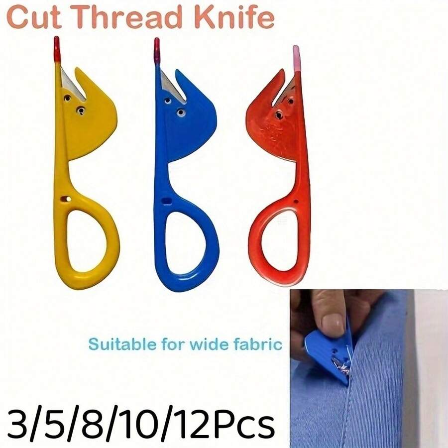 3/5/8/10/12Pcs Plastic Handle Handmade Thread Scissors Seam Ripper Sewing Tools, Suitable For Curtain Garment Factory, Halloween - Multicolor - View 1