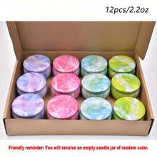 HIZTGHC 16pcs 2.2oz Marble Pattern Candle Jars With Lids, Round Empty Candle Containers, Colorful Metal Candle Holders, DIY Candle Making, Handmade Crafts And Gift Storage Jars - Multiple Styles - View 11