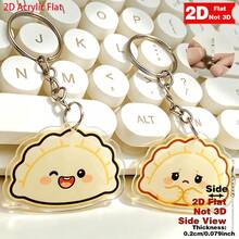 2D Flat - 4pcs Set Unisex Novel Unique Human-Shaped Dumpling Keychain, Cute Cartoon Pendant Charm For Backpacks, Purses, Fashion Wallets, Christmas Party Gift, Stocking Stuffer, Secret Santa Exchange, New Year Celebration Accessory - White - View 7