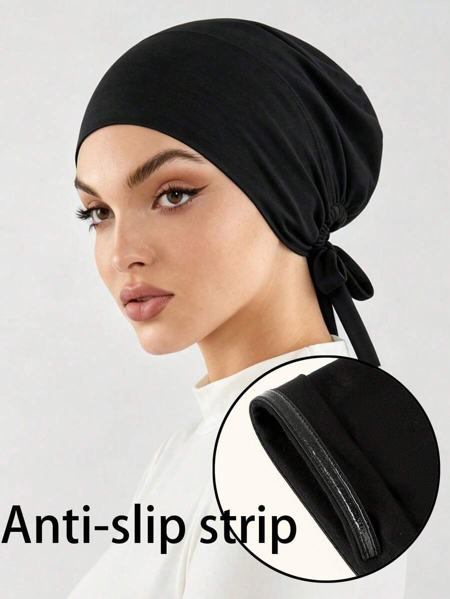 1PC Women's Solid Color Non-Slip Elastic Band Adjustable Scarf Beanie